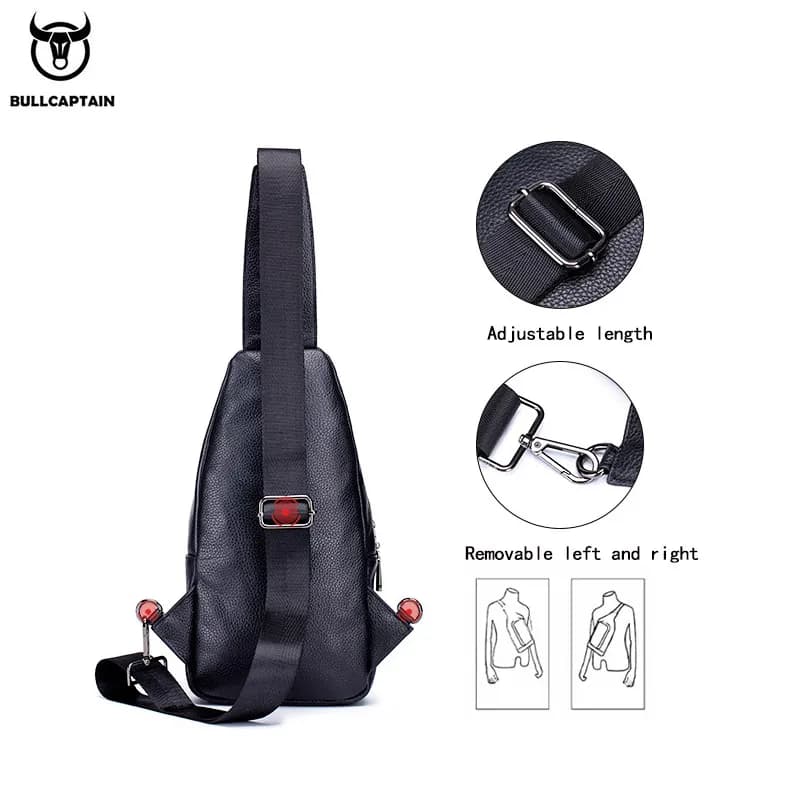 BULLCAPTAIN sac de poitrine en cuir pour hommes sac de rangement de voyage multifonction sac de mess