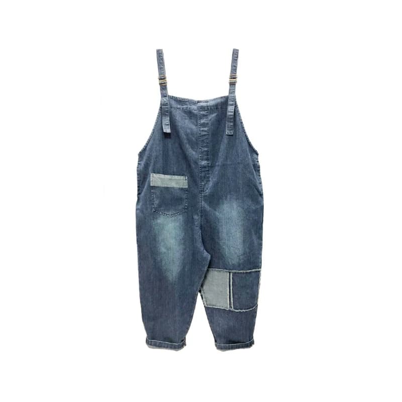 Salopette en Jean Vintage pour Femme, Vêtement en Denim, Surdimensionné, Patchwork, Solide, Décontra