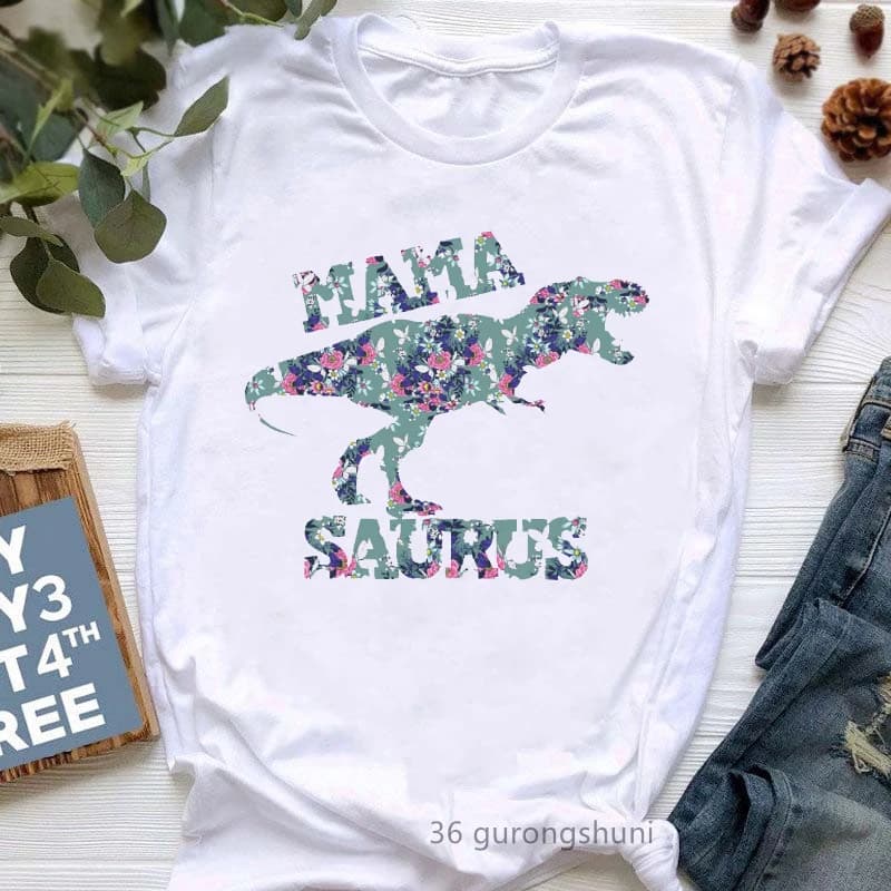 T-shirt imprimé graphique Mamasaurus pour femmes, T-shirt femme, T-shirt drôle, T-shirt léopard d'in