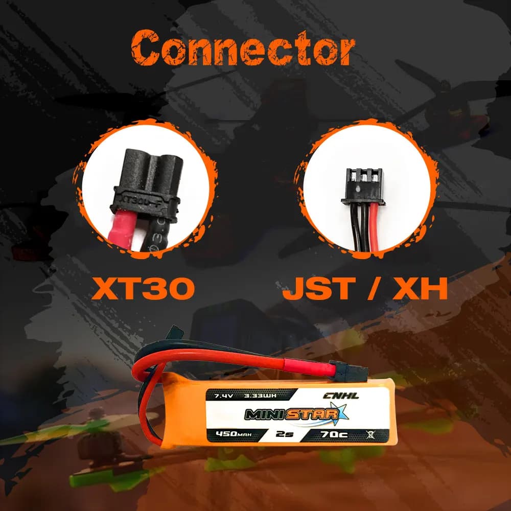 Batterie Lipo CNHL MiniStar 450mAh 7,4V 2S 70C avec XT30U 2 paquets
