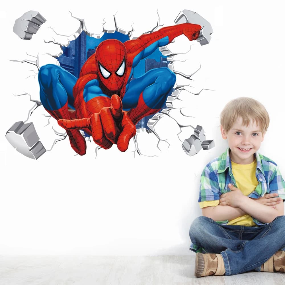 Stickers muraux Avengers 3D pour chambres d'enfants, affiche de film de super héros, décoration mura