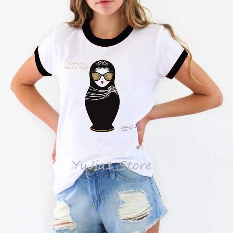 T-shirt vintage pour femmes, streetwear, humoristique, avec perles, style Harajuku, kawaii