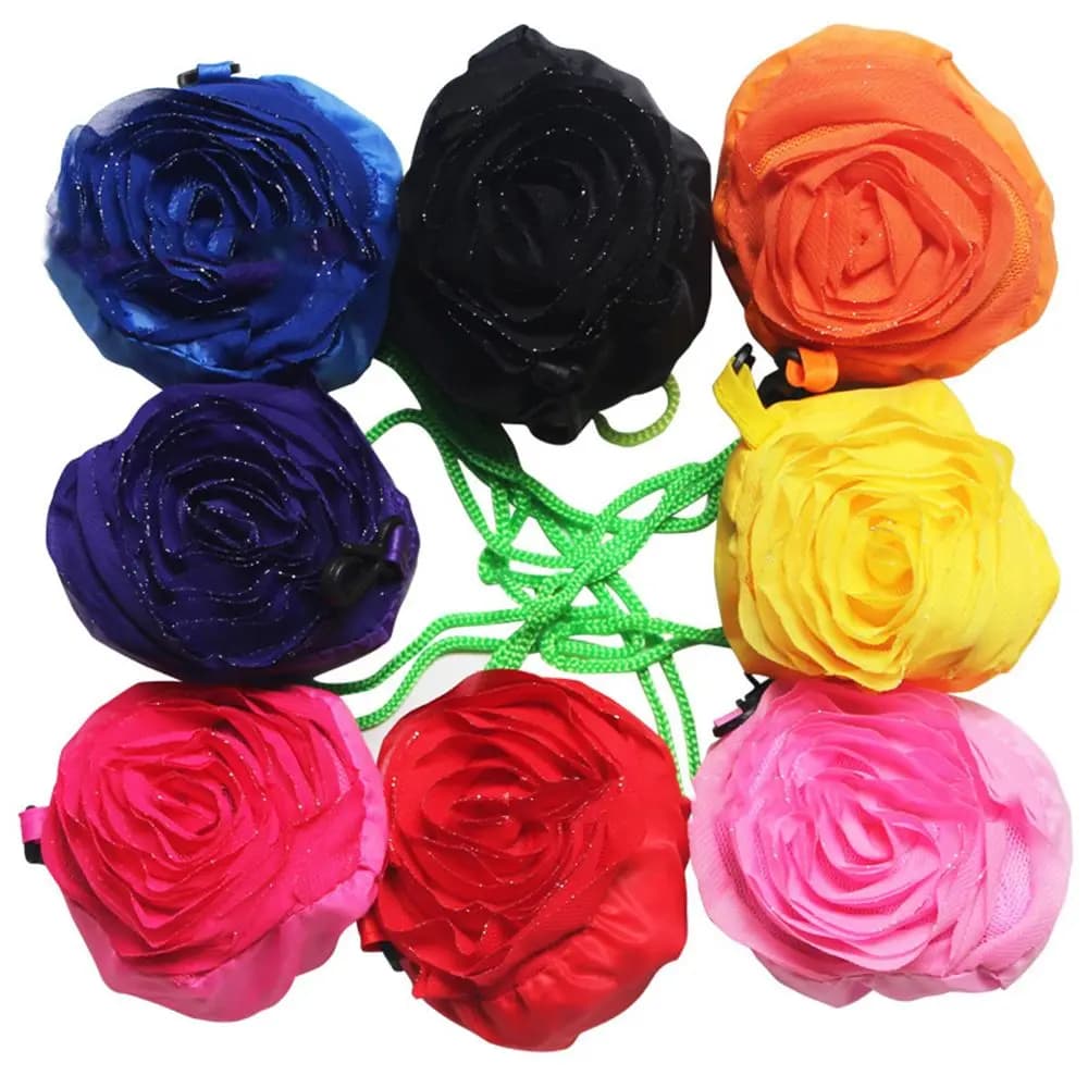 Sacs de courses à fleurs roses, organisateurs de rangement portables, en tissu Polyester, sac écolog