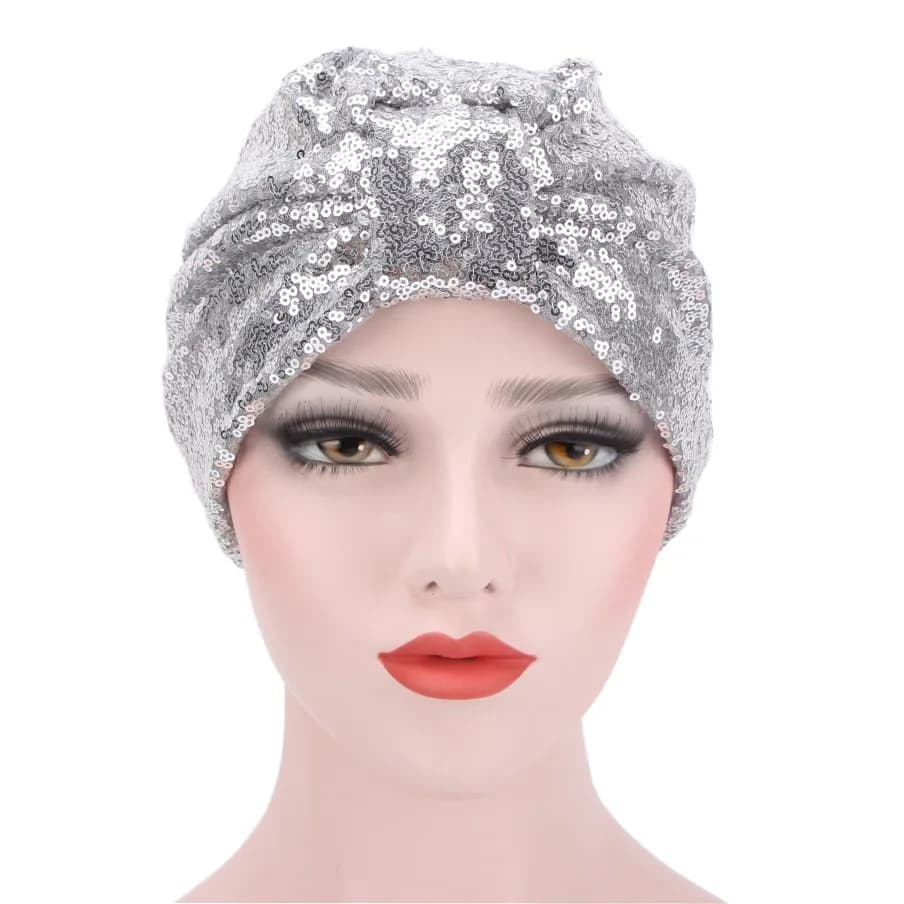 Turban Africain à Paillettes pour Femme, Écharpe, Bonnet, Hijab Islamique, Mode Musulmane, 2021
