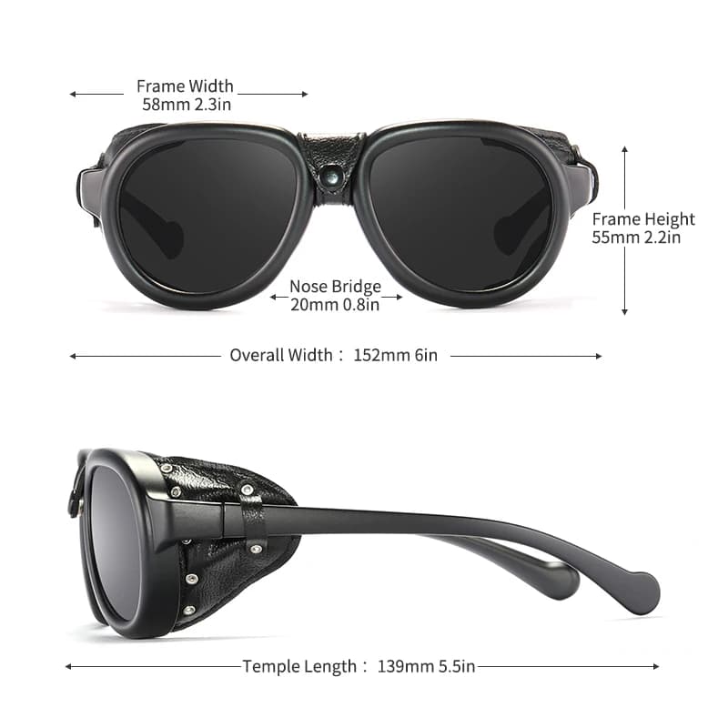 KDEAM luxe Steampunk pilote lunettes de soleil hommes et femmes en cuir souple bouclier lunettes UV4