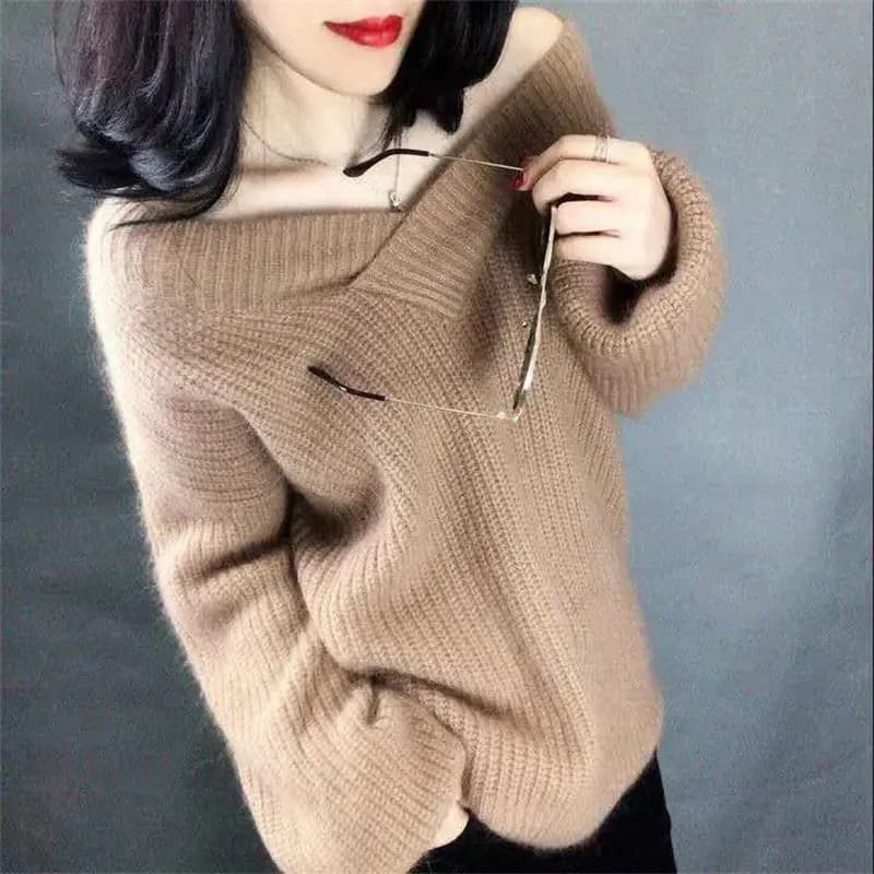 Pulls et pulls pour femmes, manches longues, col en v, couleur unie, décontracté, court, tricoté, no