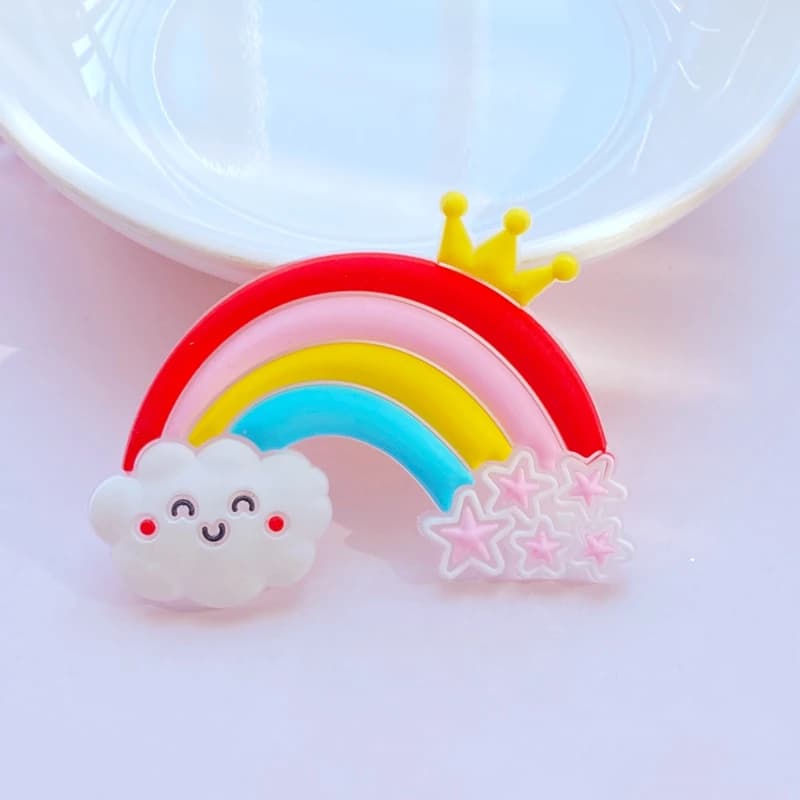 10 pièces nouveau dessin animé Transparent série arc-en-ciel PVC colle Flexible dos plat bricolage S