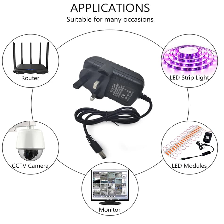 Adaptateur convertisseur de puissance 12V, 2A, 24W, prise EU, US, UK, AU, AC 100-240V à DC12V, trans