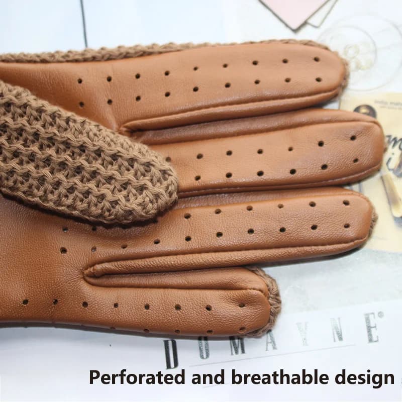 Gants de conduite antidérapants en cuir pour hommes, de haute qualité, pour écran tactile, tricotés 