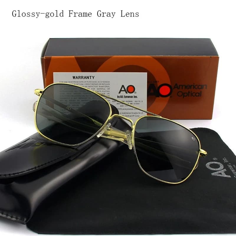 Top qualité armée américaine militaire pilote AO lunettes de soleil lentille en verre hommes marque 