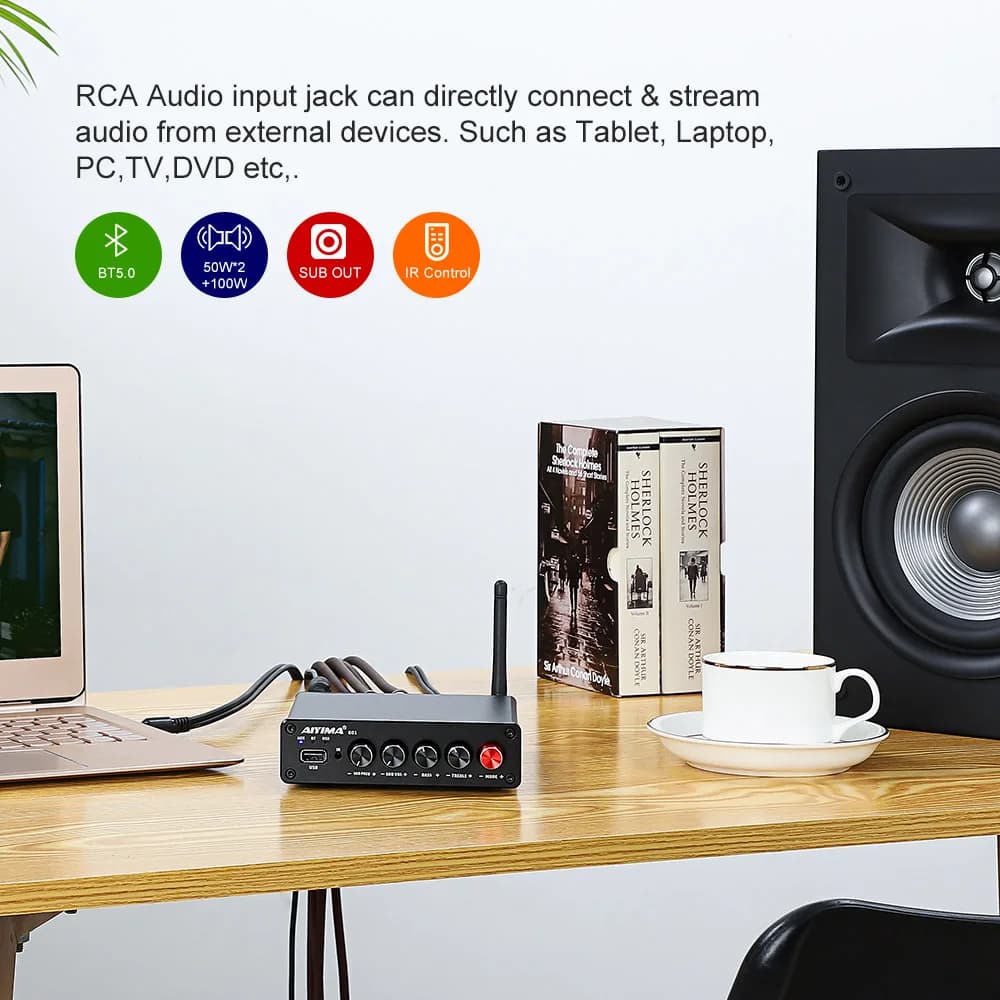AIYIMA-Amplificateur de puissance numérique Bluetooth 5.0, caisson de basses B01, 50W x 2 + 100W, TP