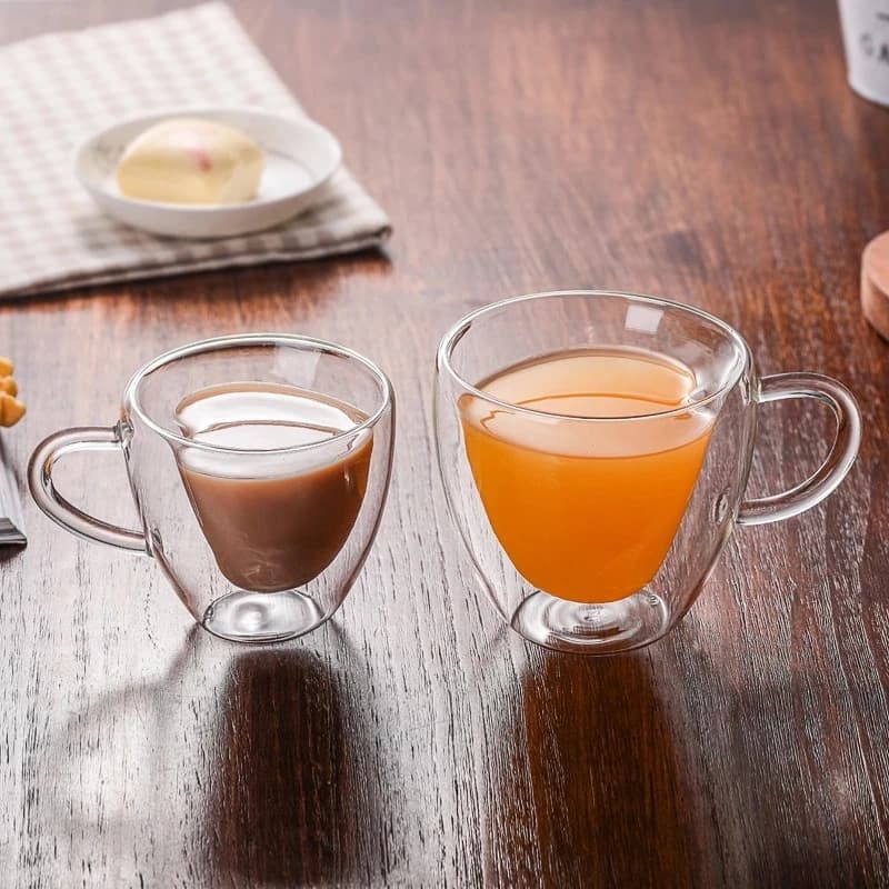 Tasse en verre en forme de cœur d'amour, tasses de Couple, Double tasse en verre, verres à vin résis
