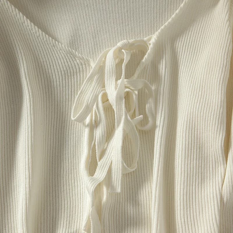 Cardigan à lacets tout assressentipour femme, blanc, simple, haut mignon, élégant, résistant au sole