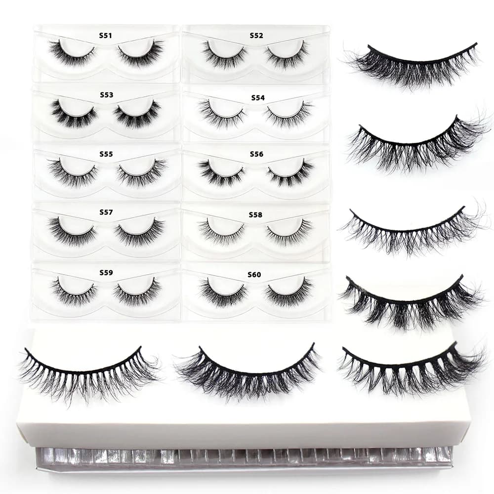 LEHUAMAO 30/60/100 paires de cils de vison sans boîte cils de vison 3D courts faux cils de vison nat