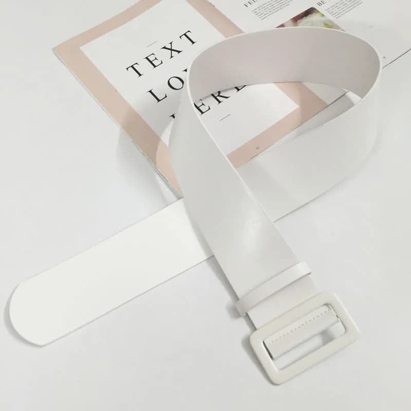 Ceinture en cuir blanc pour femme, large, ronde, carrée, cool, qualité supérieure, jeans féminins, e