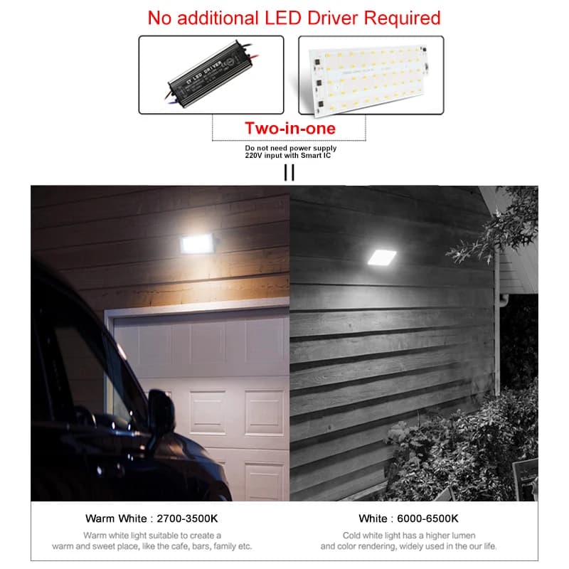 2 pcs/lot 50W LED puce projecteur ca 220V 240V SMD 2835 projecteur projecteur perles LED lampadaire 