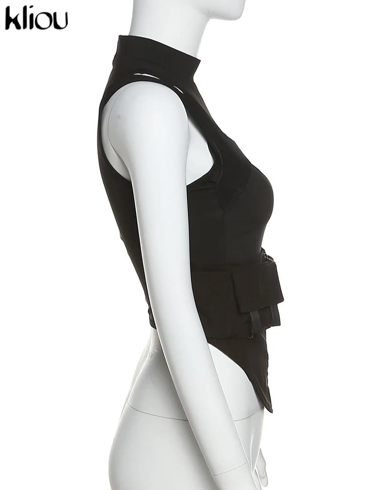 Kliou-Short de Motard pour Femme, Haut Hipster Y2K, Forme Irrégulière, Couture en Maille, Style High