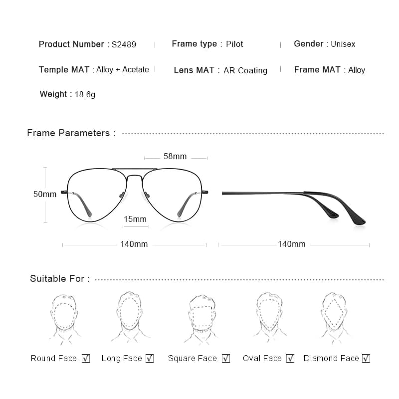 MERRYS DESIGN hommes classique pilote lunettes cadre femmes mode myopie Prescription lunettes montur