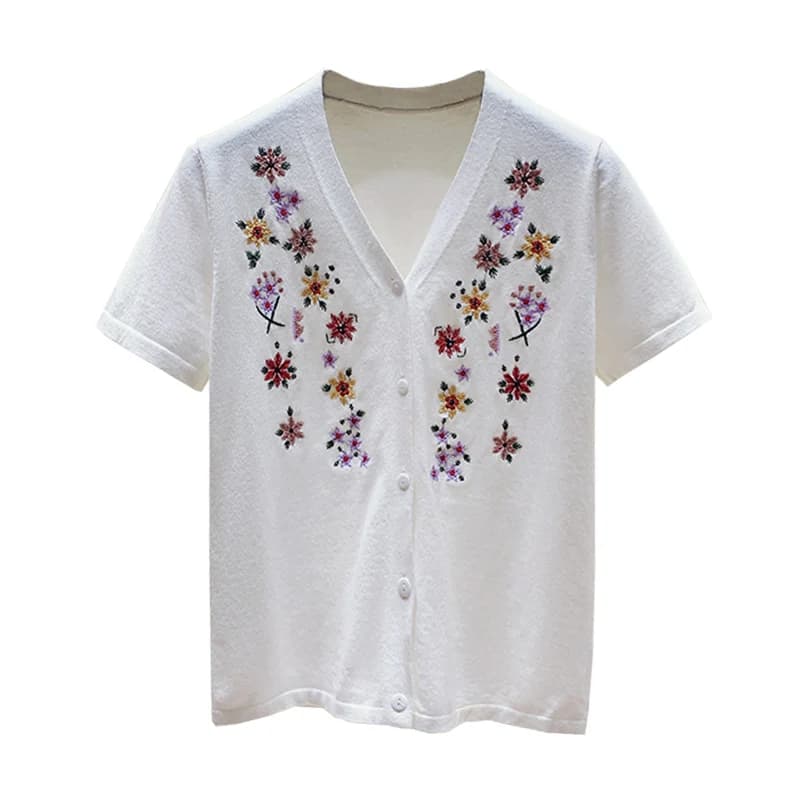 Cardigans en soie glacée pour femmes, col en v, pull tricoté, mince, noir et blanc, manteaux en tric