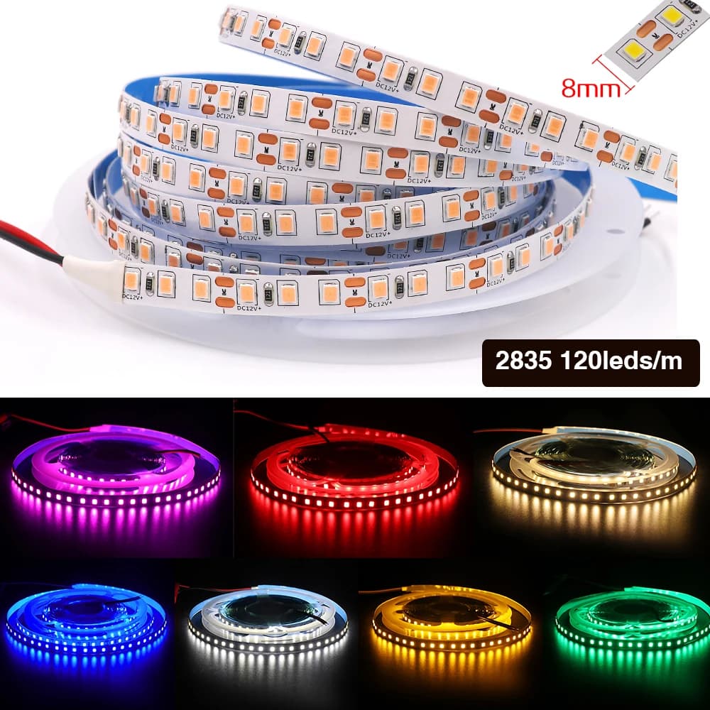Bande lumineuse LED RGB Flexible, DC12V, 5050, 5054, 2835, 120, 240 diodes/M, blanc, rouge, bleu, ro