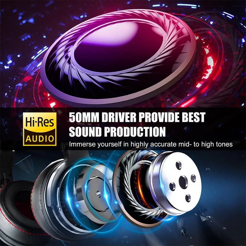 Oneodio ecouteurs avec fil Casque de studio hi-fi professionnel pour DJ avec micro, pour téléphone e