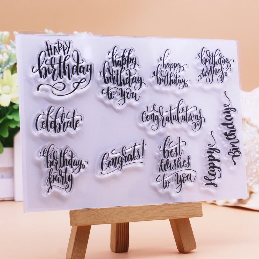 Alinacutle timbres clairs joyeux anniversaire Sentiments Scrapbooking carte Album papier artisanat c