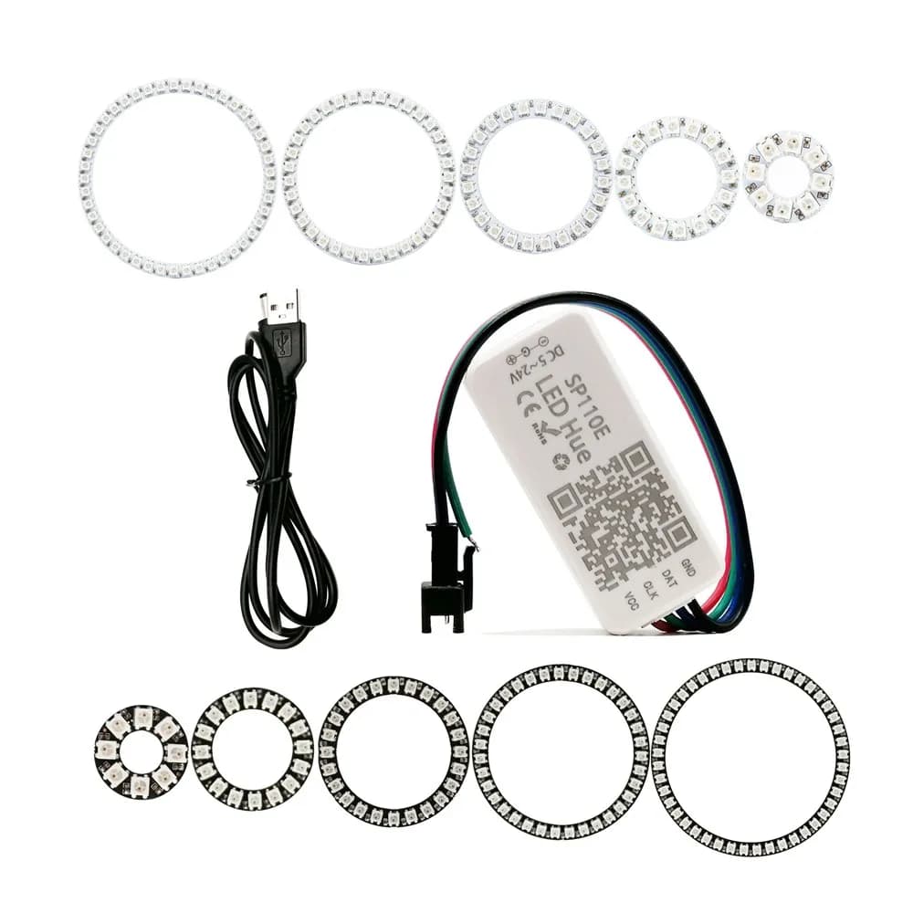 WS2812B Led 8/16/24/35/45Led Pixel SP110E Kit de contrôleur Gyverlamp RGB anneau adressable individu
