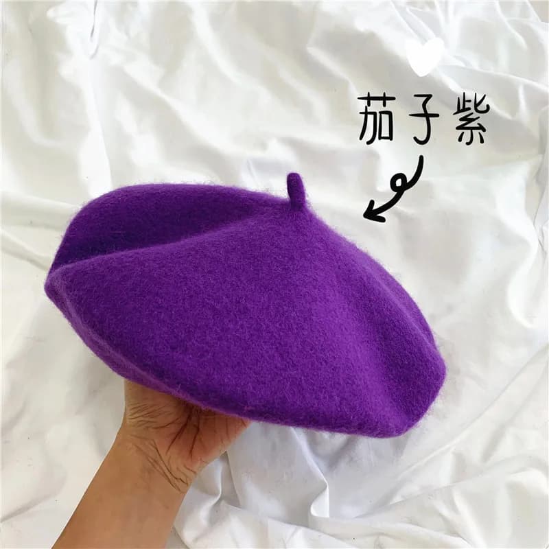 Béret en laine pour adulte, chapeau d'artiste, épais et chaud, style citrouille française