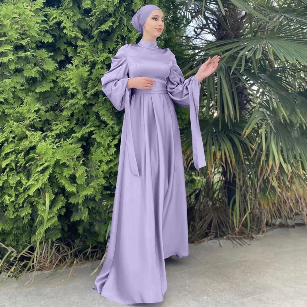 Robe Longue en Satin pour Femme Musulmane, Abaya, Hijab, Éducatif, Dubaï, Ramadan, Eid Mubarak, Arab