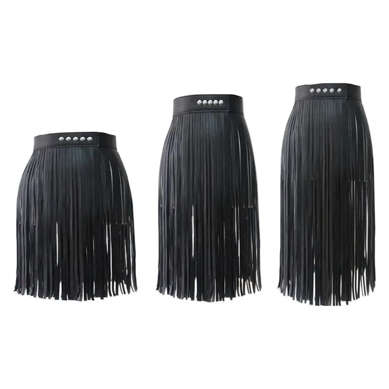Jupe à franges en Faux pour femmes, taille haute, harnais avec boutons à pression, fête d'halloween,