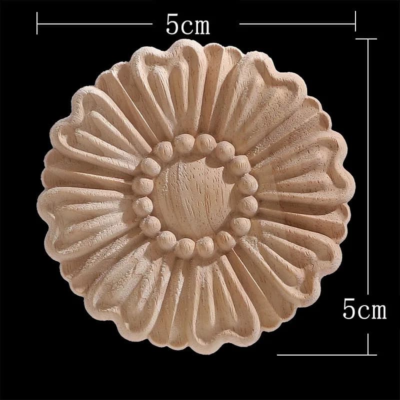 Applique en bois pour décoration de meubles en bois, décalcomanie en bois non peinte, fleurs longues
