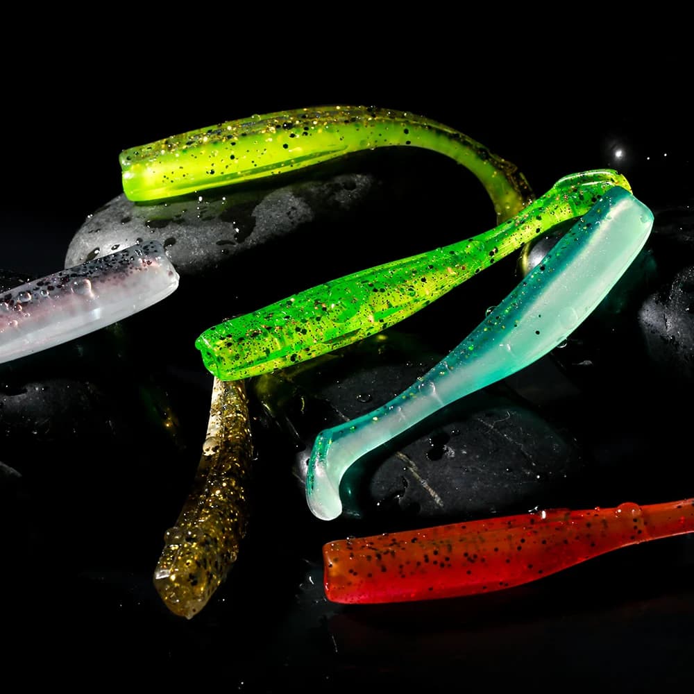 JOHNCOO 6 pièces TPR appât souple queue de pagaie Swimbait 70mm 2.3g leurre de gabarits appâts artif