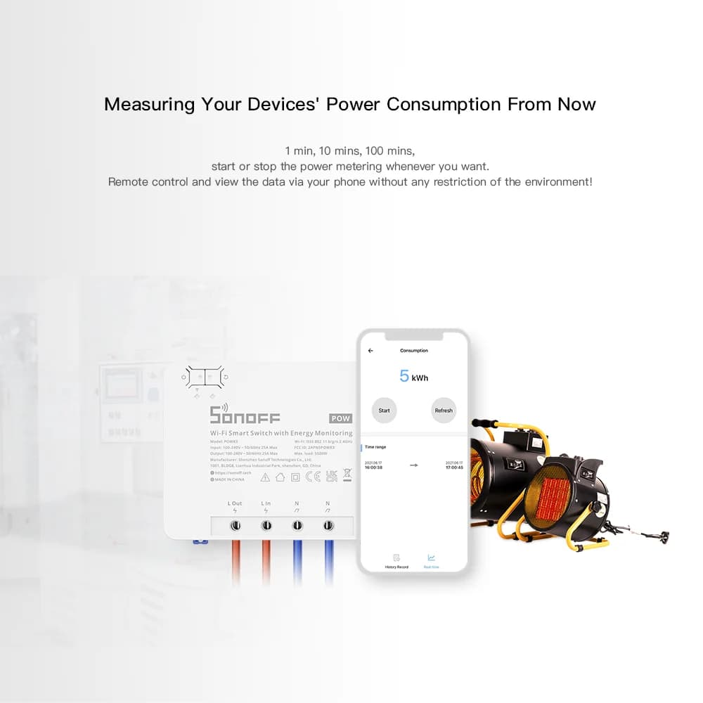 SONOFF-Commutateur intelligent POW R3, mesure de puissance 25A, WiFi, protection contre les surcharg