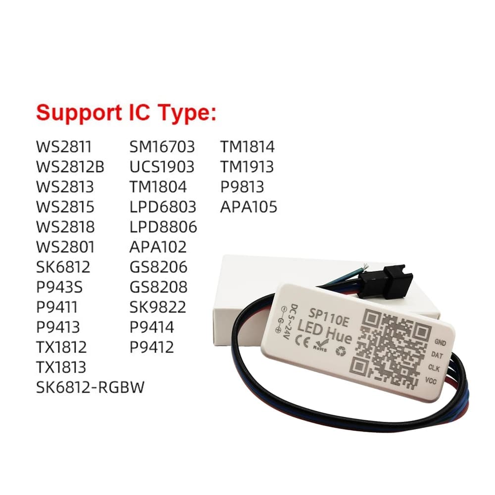 Mini contrôleur Led intelligent Bluetooth SP110E, pour WS2812(WS2812B) WS2811 SK6812 WS2815 WS2813 R