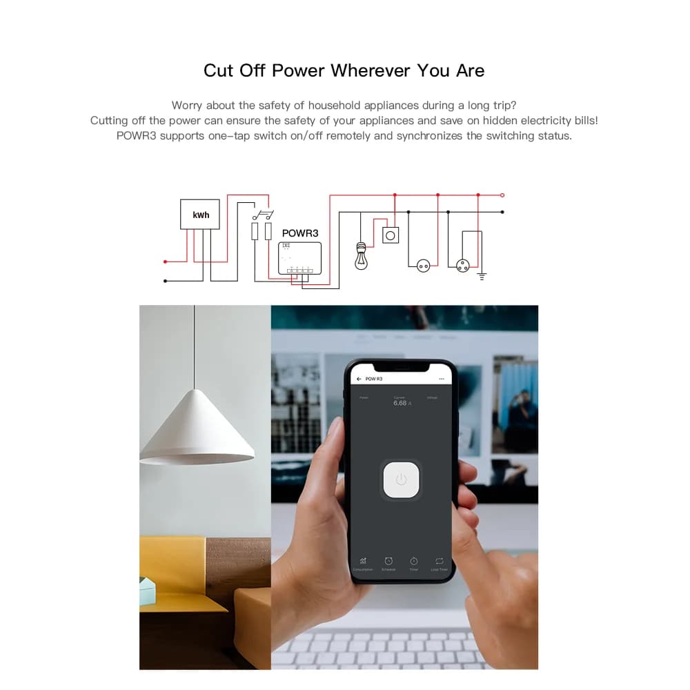 SONOFF-Commutateur intelligent POW R3, mesure de puissance 25A, WiFi, protection contre les surcharg
