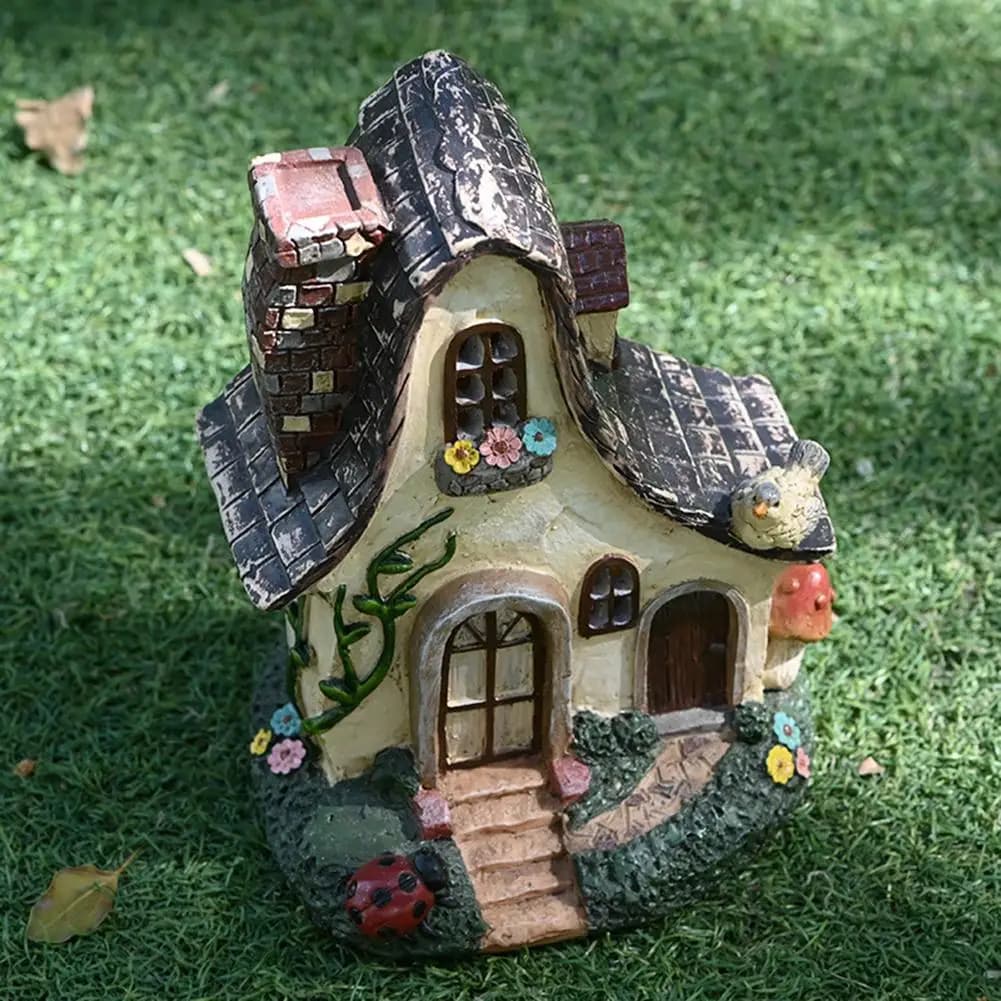 Maison de fée rustique Miniature, grand jardin de Villa en résine, décor de jardin féerique Miniatur