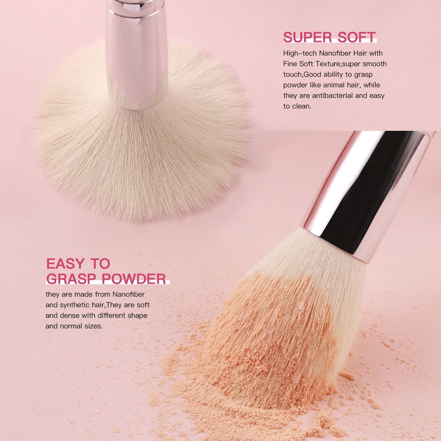 BEILI noir pinceaux maquillage ensemble professionnel naturel chèvre cheveux pinceaux fond de teint 