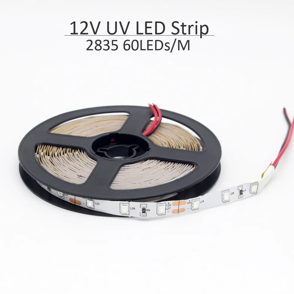 Bande lumineuse LED UV 12V 5050 2835 SMD 395-405nm, ruban de Diode LED à rayons ultraviolets, ruban 