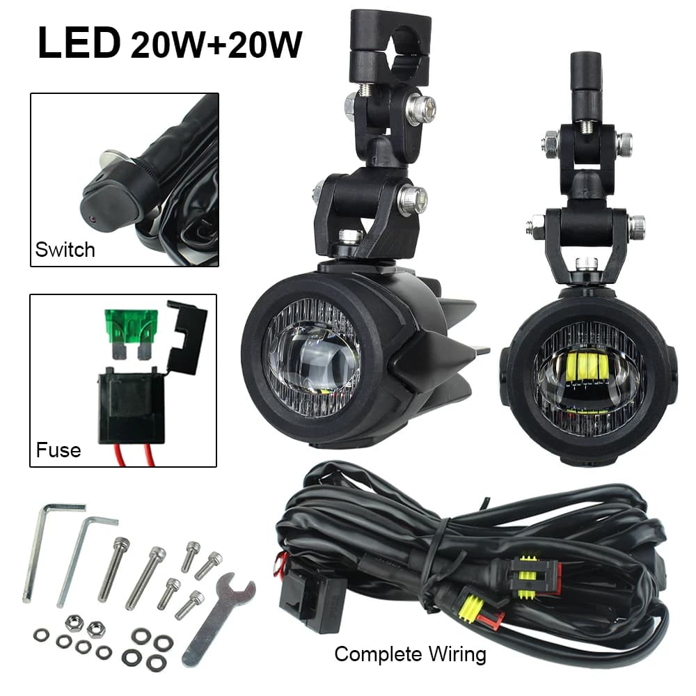 Lampe antibrouillard pour moto BMW R1200GS F800GS F700GS F650 K1600, feux auxiliaires 40W 6000K, mis