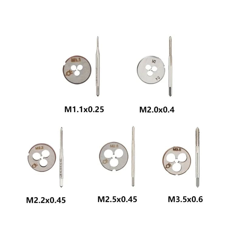 CMCP – jeu de tarauds et de matrices à vis métriques M1.1 M2 M2.2 M2.5 M3.5, Machine à main droite,