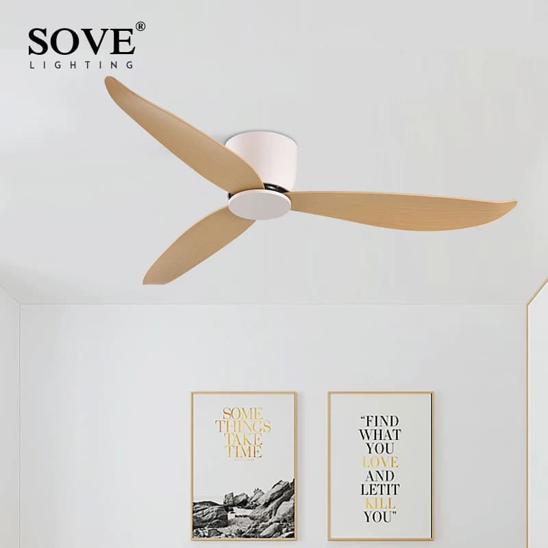 SOVE moderne noir blanc bas plancher moteur à courant continu 30W ventilateurs de plafond avec téléc