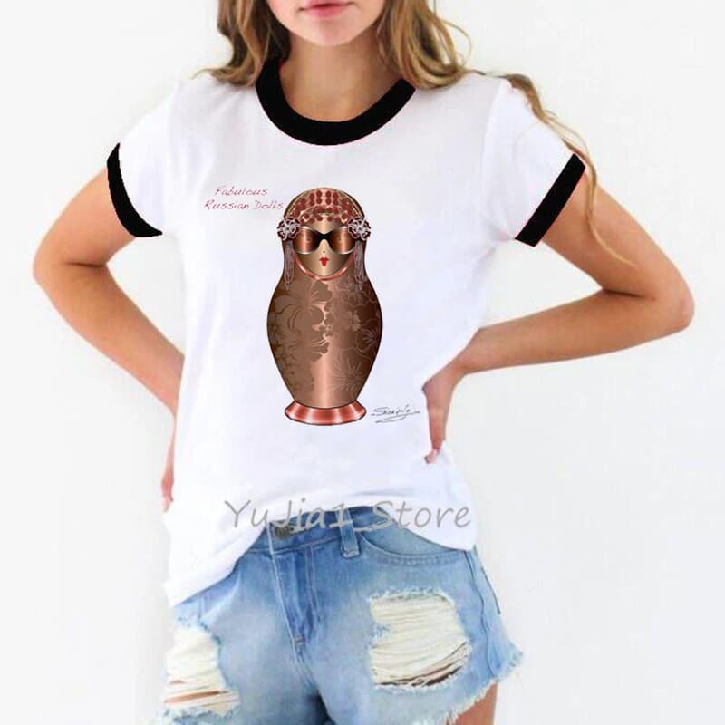 T-shirt vintage pour femmes, streetwear, humoristique, avec perles, style Harajuku, kawaii