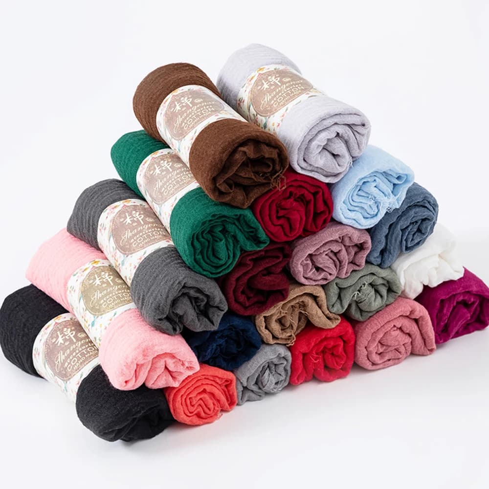 Musulman froissé 70*175Cm femmes Hijab écharpe doux coton foulard islamique bandeau Hijab Femme Musu