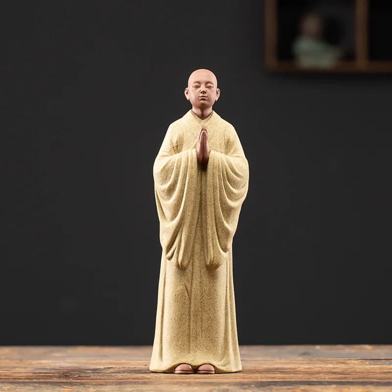 Statues en céramique de moine Zen chinois, Sculptures d'art moderne, petit moine Zisha, salon de mai