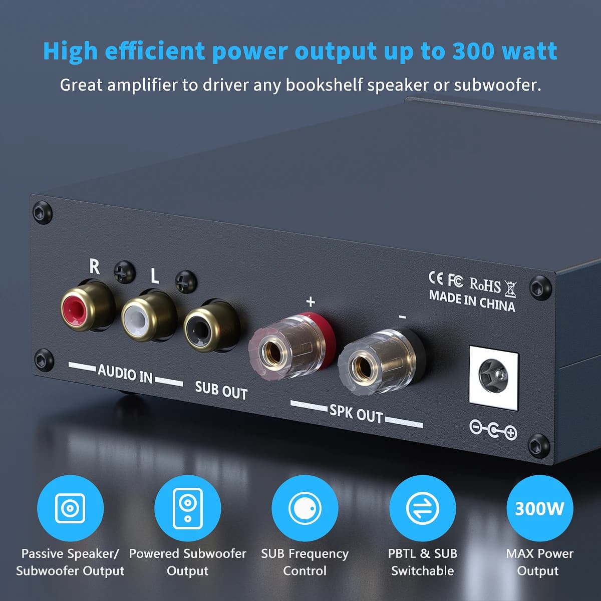Fosi Audio-Amplificateur de caisson de basses M03, 300W, Mono Amp, Digital Hifi, Home Power Audio, H