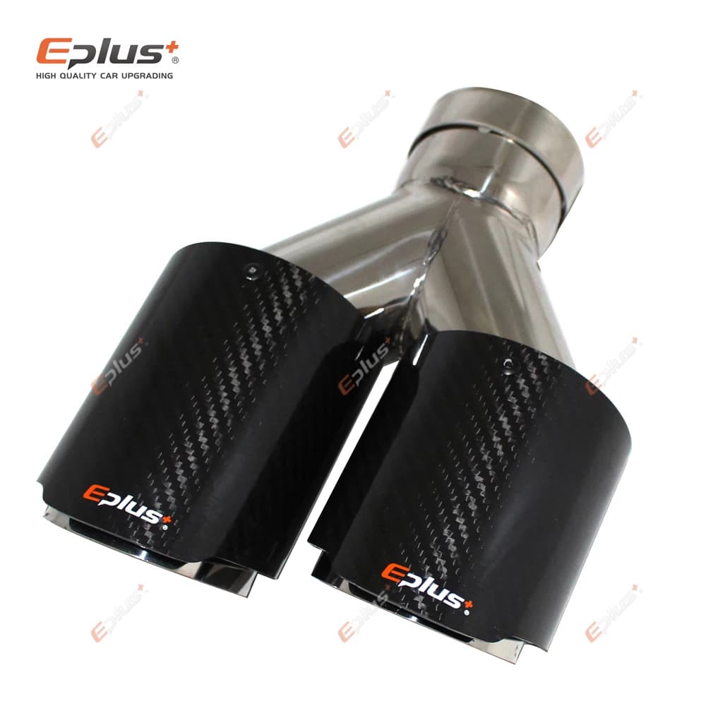EPLUS voiture fibre de carbone brillant silencieux pointe Y forme Double sortie tuyau d'échappement 