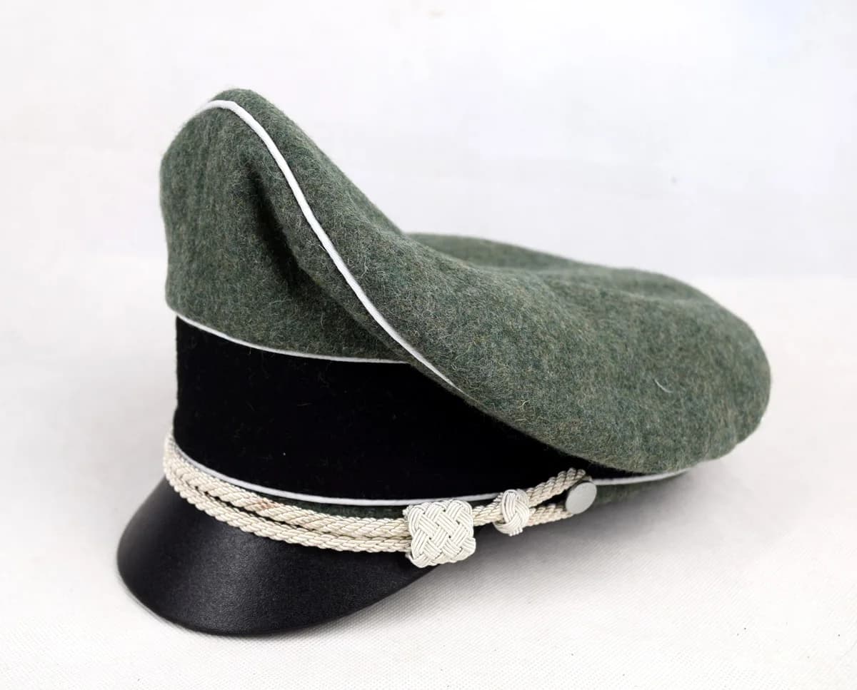 Marshals GENERALS OFFICERS CRUSHER FIPANVISOR HAT W WHITE PIPE SILVER CHIN CORD, Military War Reenac