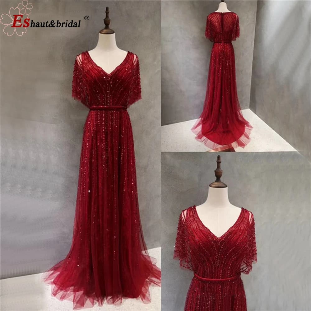 Robes de Soirée Sirène de Luxe Bordeaux de Dubaï pour Femmes 2026 – Élégantes Robes de Bal et de Cér