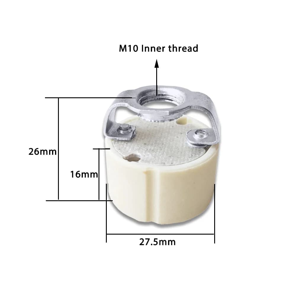Support fixe de lampe à prise directe haute tension en céramique avec raccords de tête de lampe, GU1