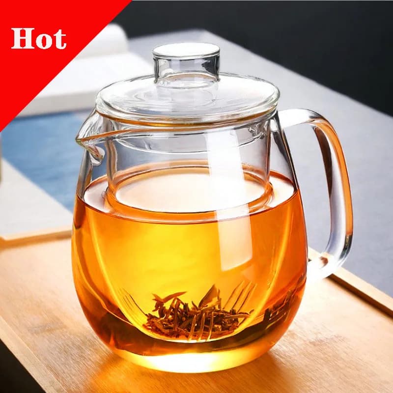 Théière en verre pour la maison, résistant à la chaleur, haute température, antidéflagrant, infuseur